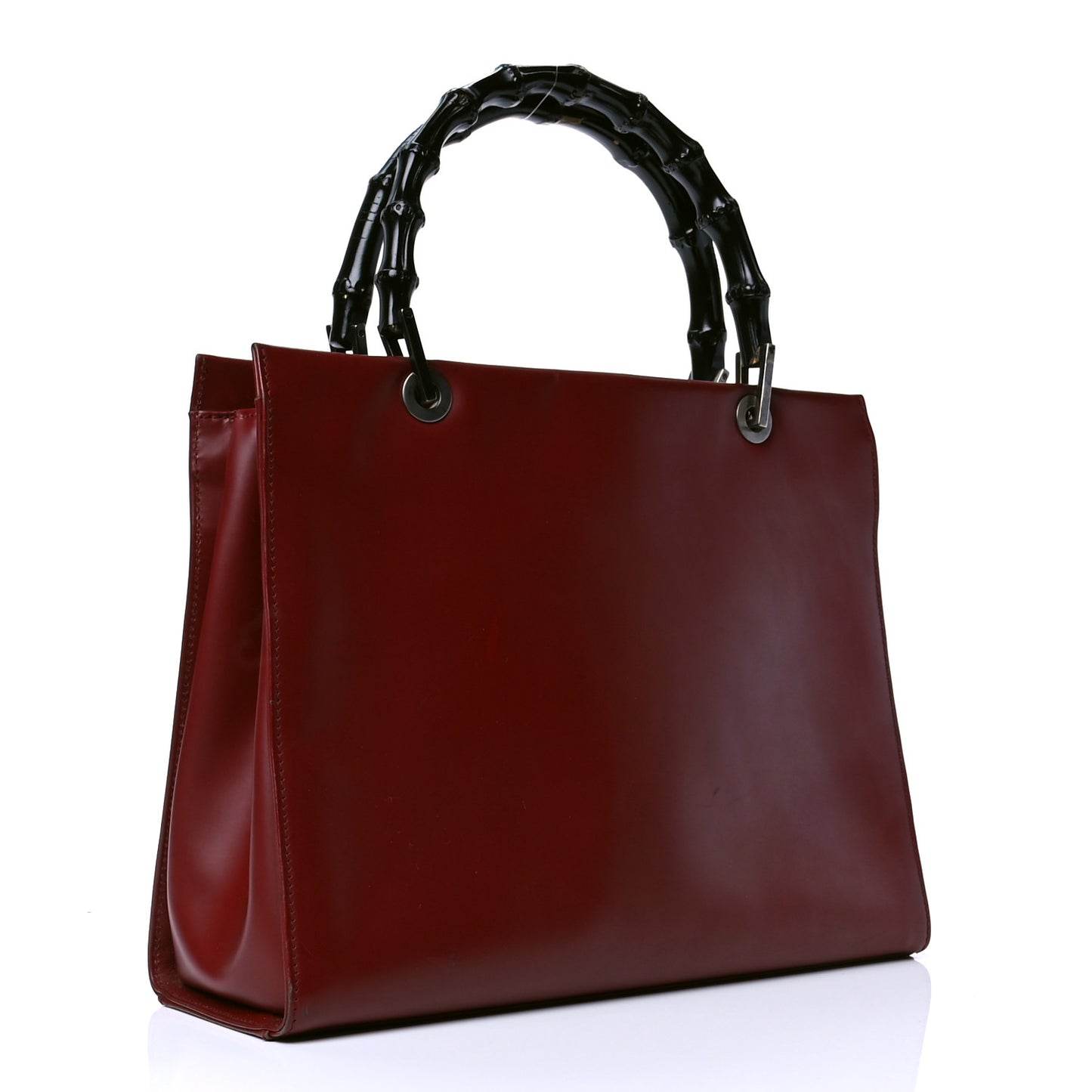 Calfskin Bamboo Top Handle Tote Red