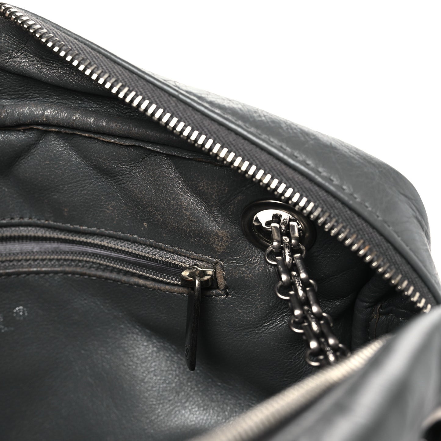 Aged Calfskin Quilted Medium Reissue Camera Case Grey