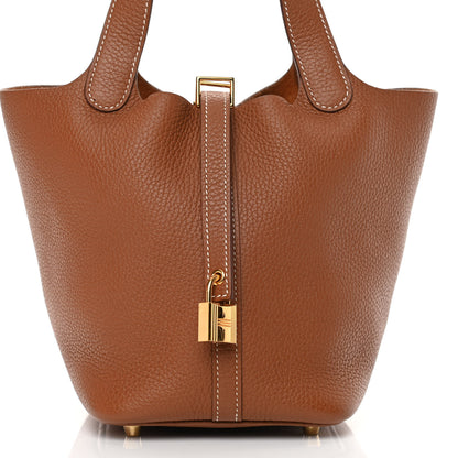 Hermes Taurillon Clemence Picotin Lock 18 PM Gold 8 of 12