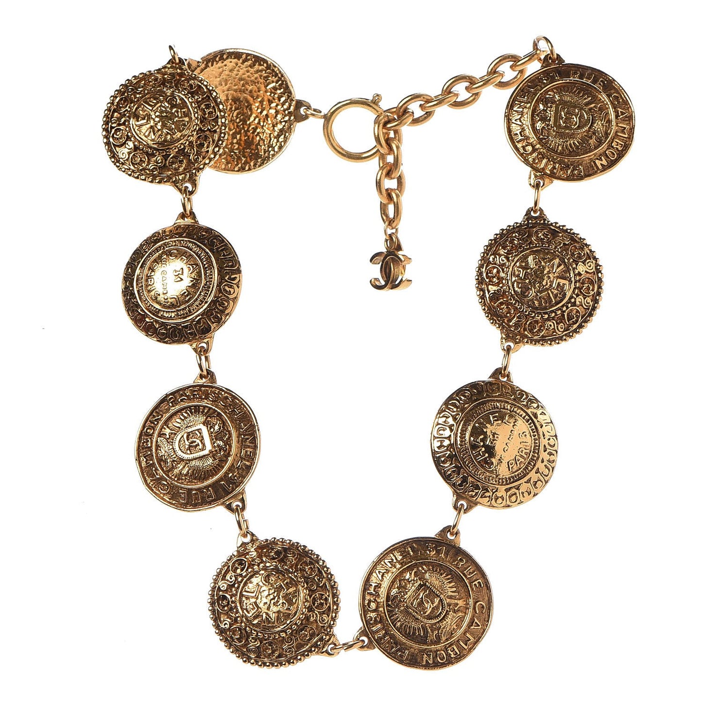 31 Rue Cambon Paris CC Medallion Necklace Gold
