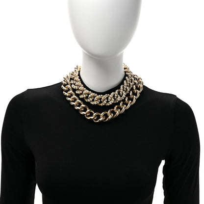 Chanel Chain Link Pearl Choker Necklace Gold 3 of 5