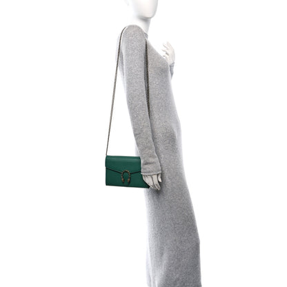 Gucci Calfskin Mini Dionysus Chain Wallet Emerald 2 of 10
