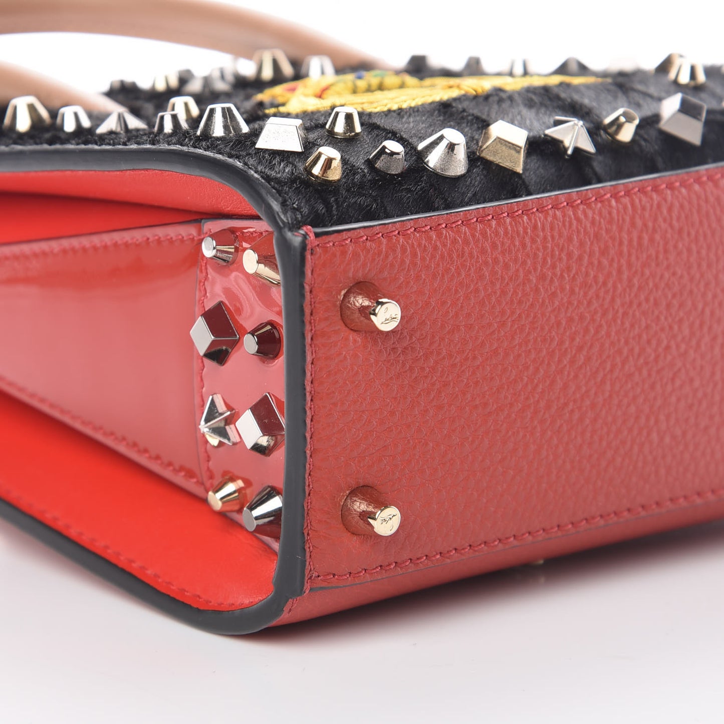 Calf Hair Calfskin Studded Nano Paloma Black