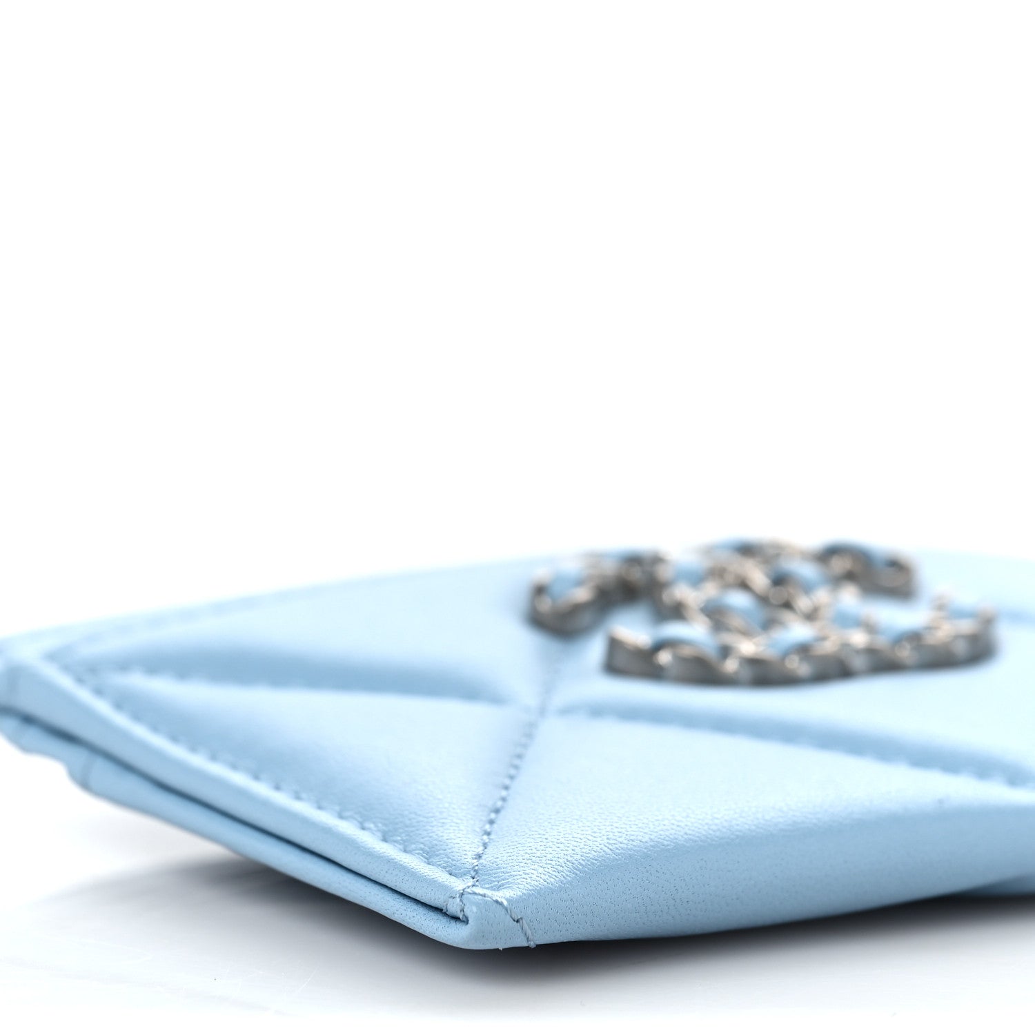 Chanel Lambskin Quilted Chanel 19 Card Holder Light Blue 8 of 10