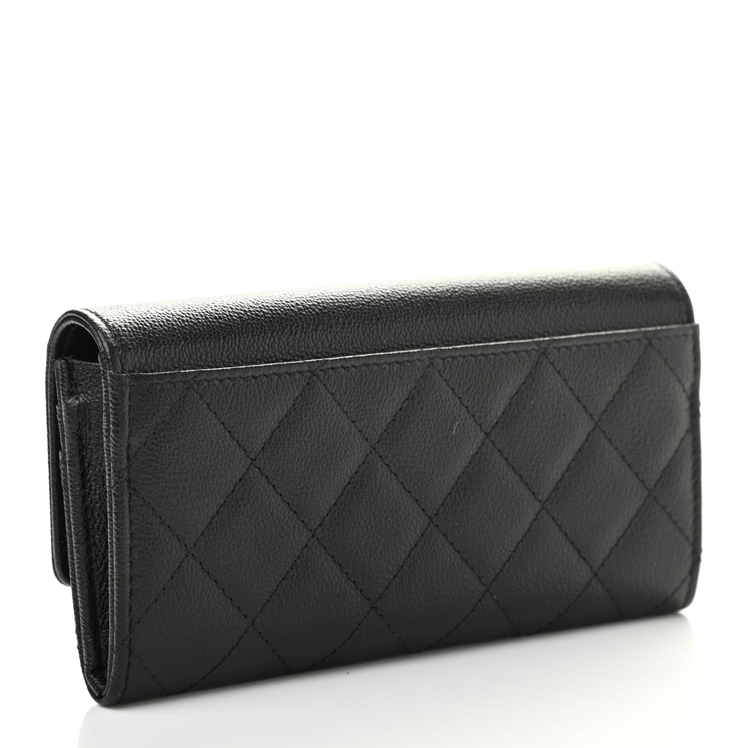 Chanel Grained Calfskin Quilted CC Box Flap Wallet Black 3 of 8