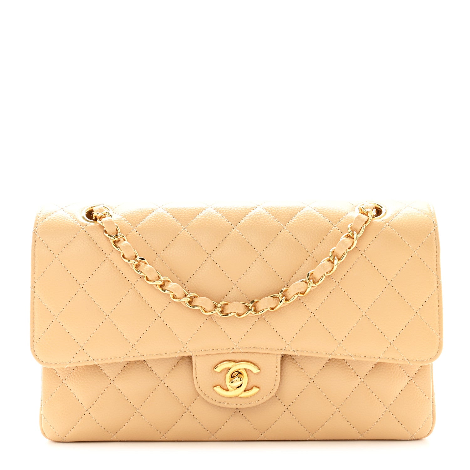 Chanel Caviar Quilted Medium Double Flap Beige 1 of 11
