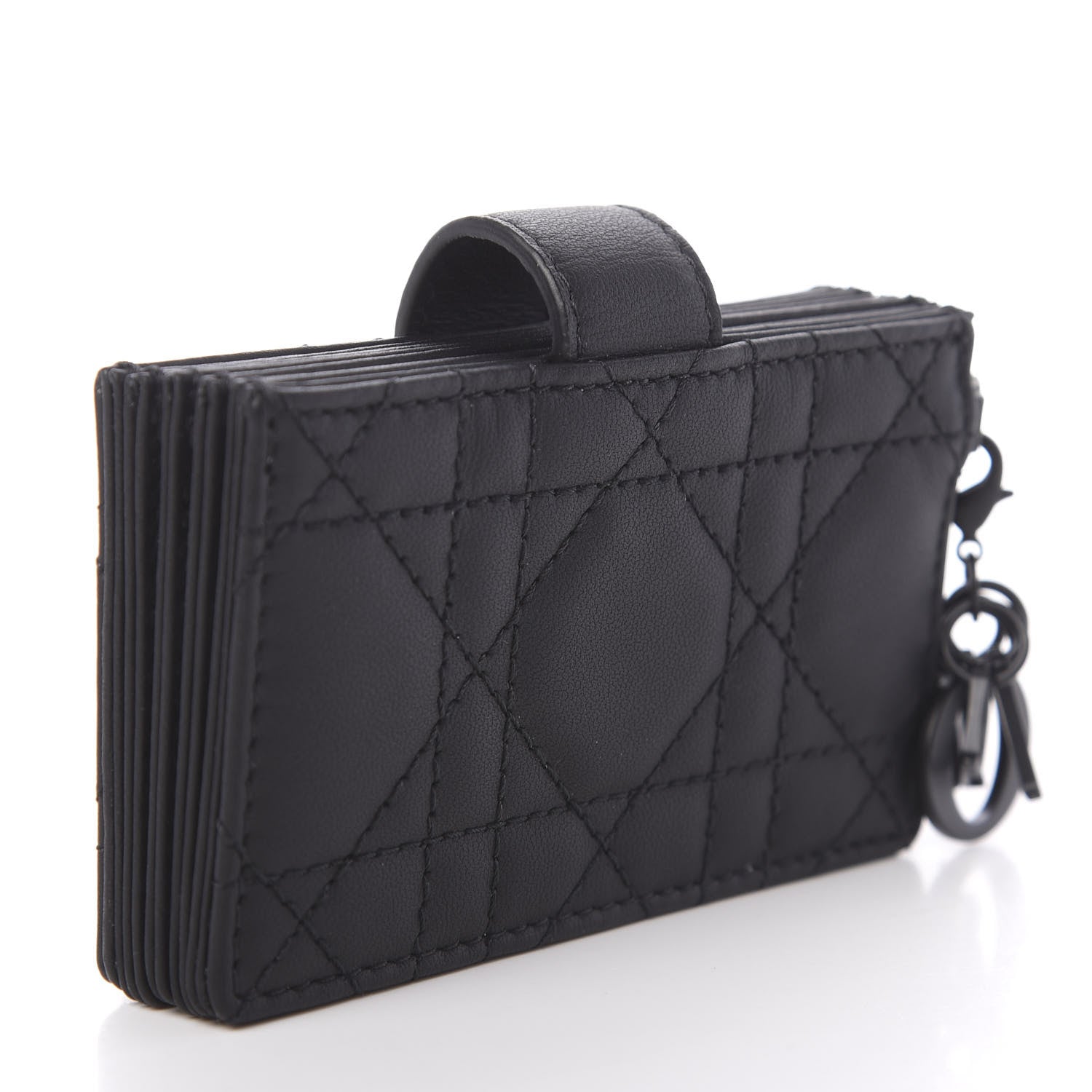 Christian Dior Ultra Matte Calfskin Cannage Lady Dior 5-Gusset Card Holder Black 3 of 7