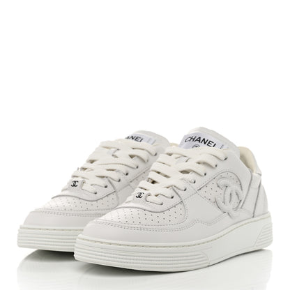 Chanel Calfskin Womens CC Sneakers 36.5 White 3 of 10