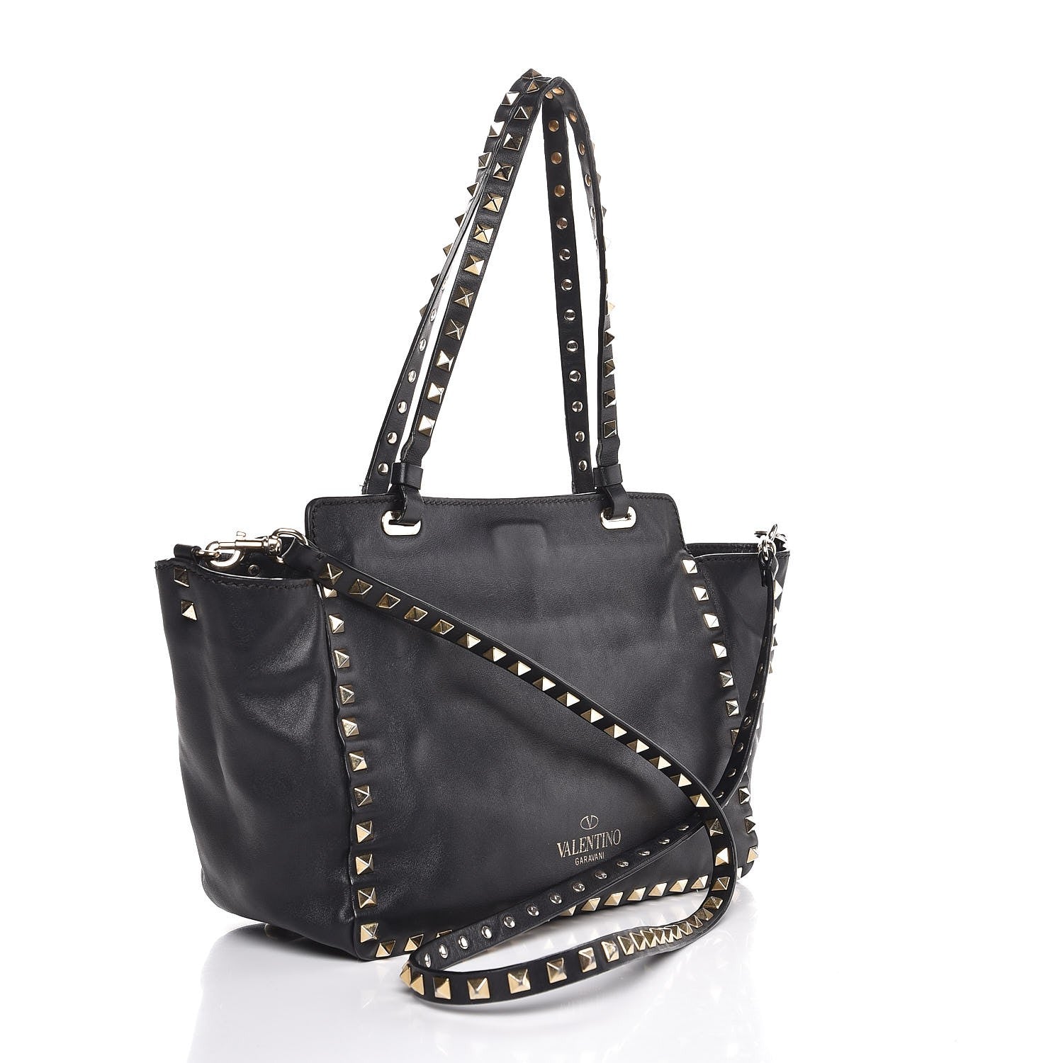 Valentino Garavani Vitello Small Rockstud Tote Black 3 of 8