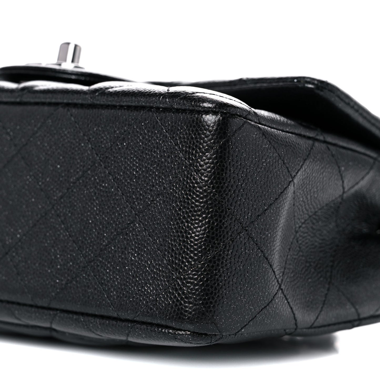 Iridescent Caviar Quilted Mini Rectangular Flap Black