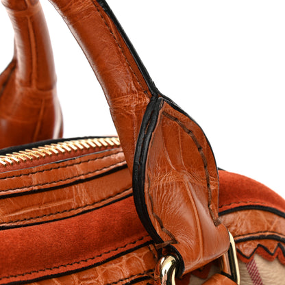 Burberry Haymarket Check Suede Prorsum Tassel Bowling Bag Tangerine 13 of 17