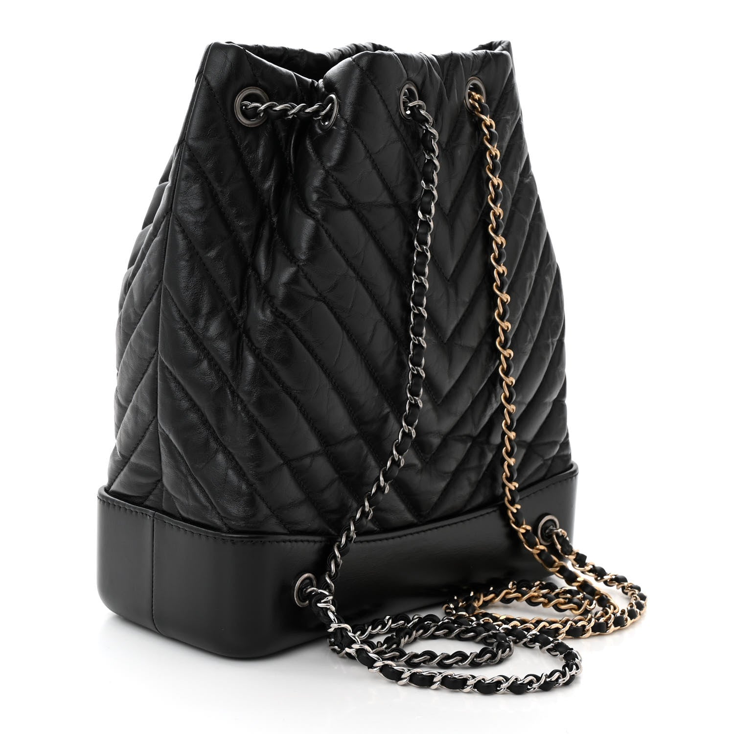 Chanel Aged Calfskin Chevron Quilted Small Gabrielle Backpack Black 3 of 11