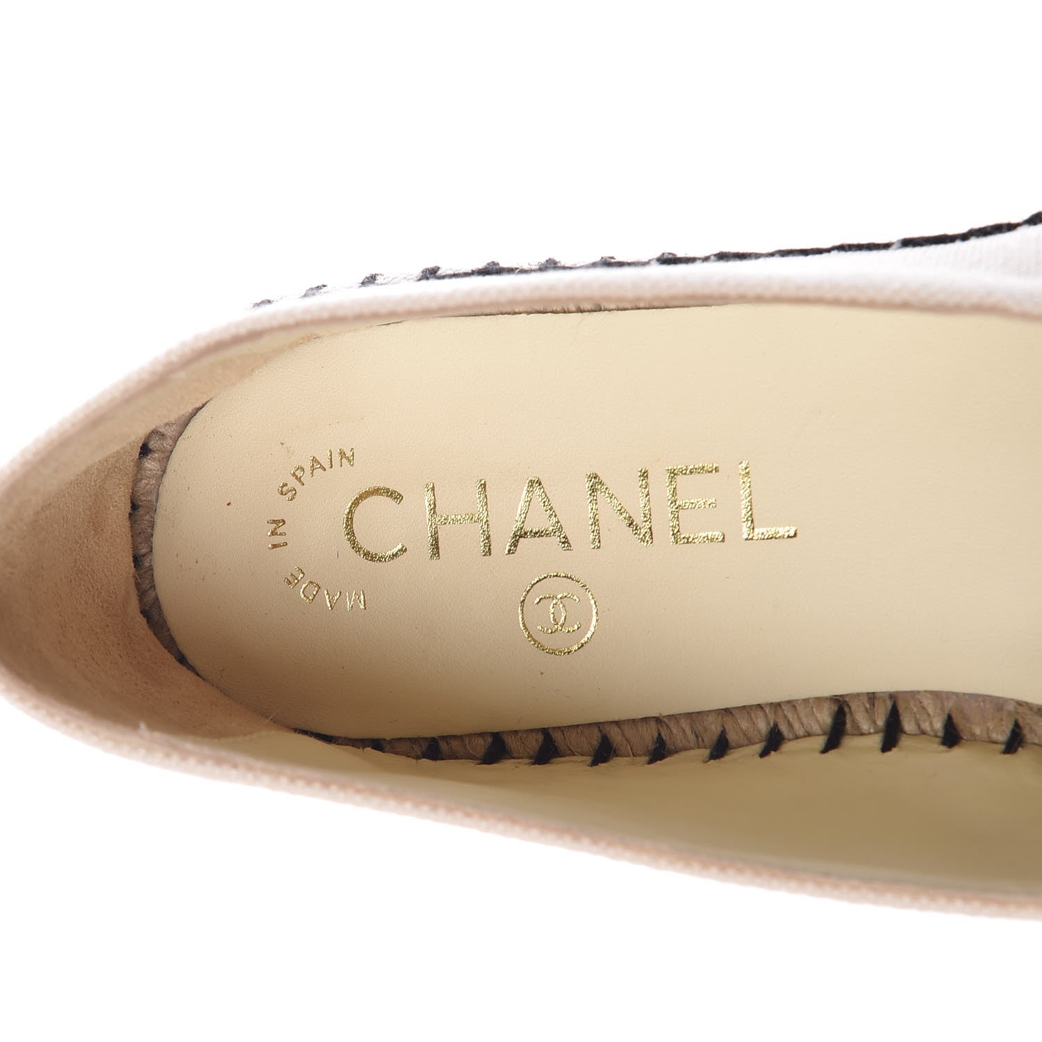 Chanel Fabric Biarritz CC Espadrilles 38 Beige Black 6 of 9