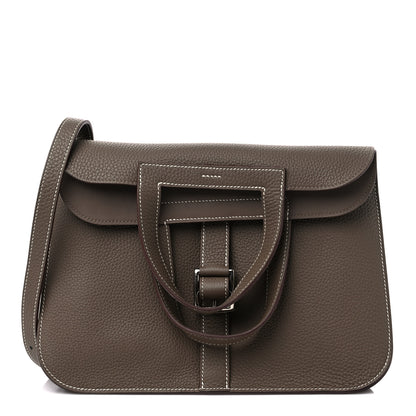 Hermes Taurillon Clemence Halzan 31 GM Etoupe 1 of 9