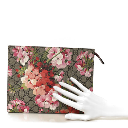 Gucci GG Supreme Monogram Blooms Large Cosmetic Case Beige Multicolor Dry Rose 2 of 8