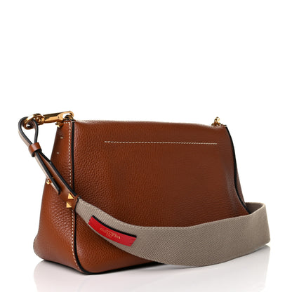 Valentino Garavani Pebbled Calfskin Small VRing Shoulder Bag Saddle Brown 2 of 7