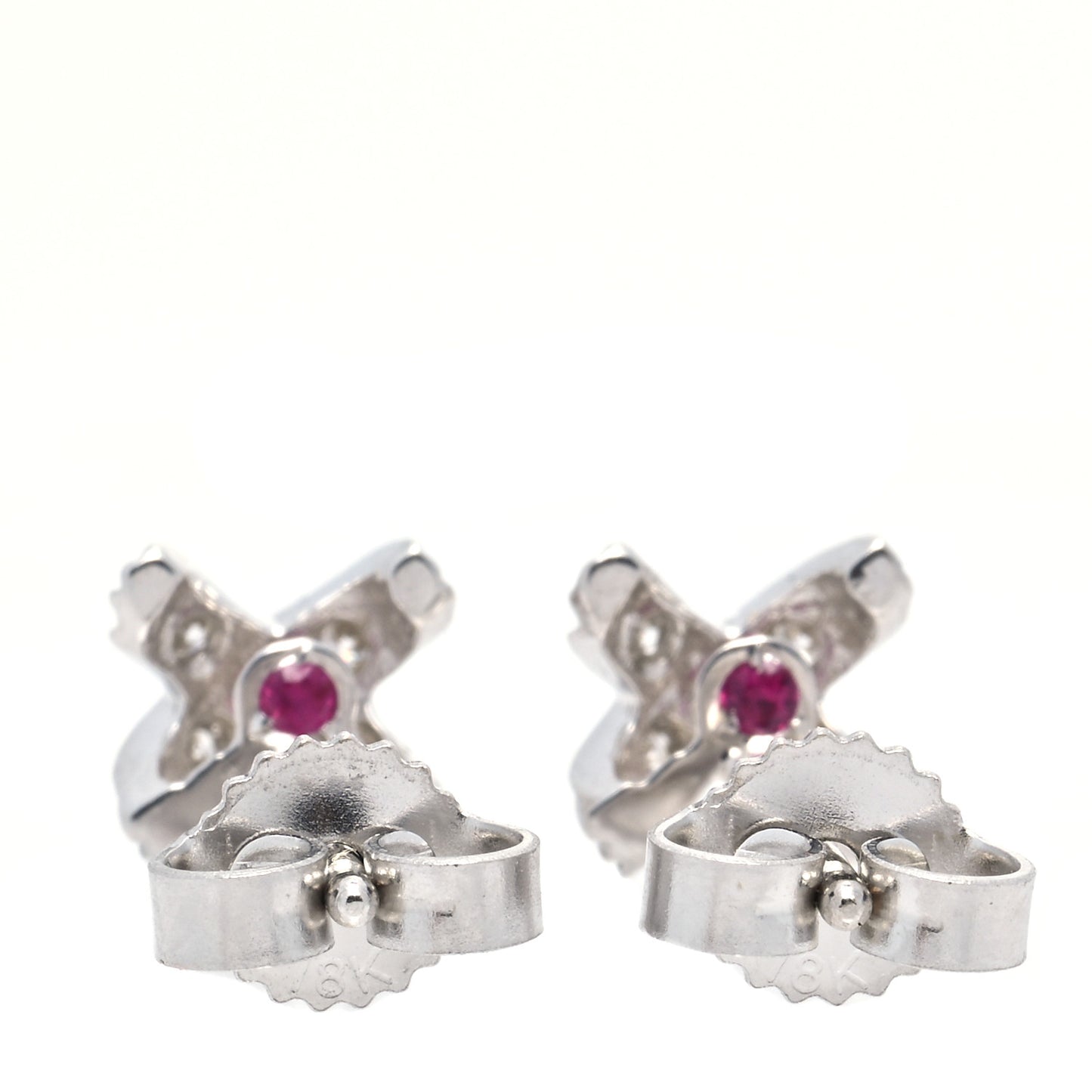 18K White Gold Diamond X Stud Earrings