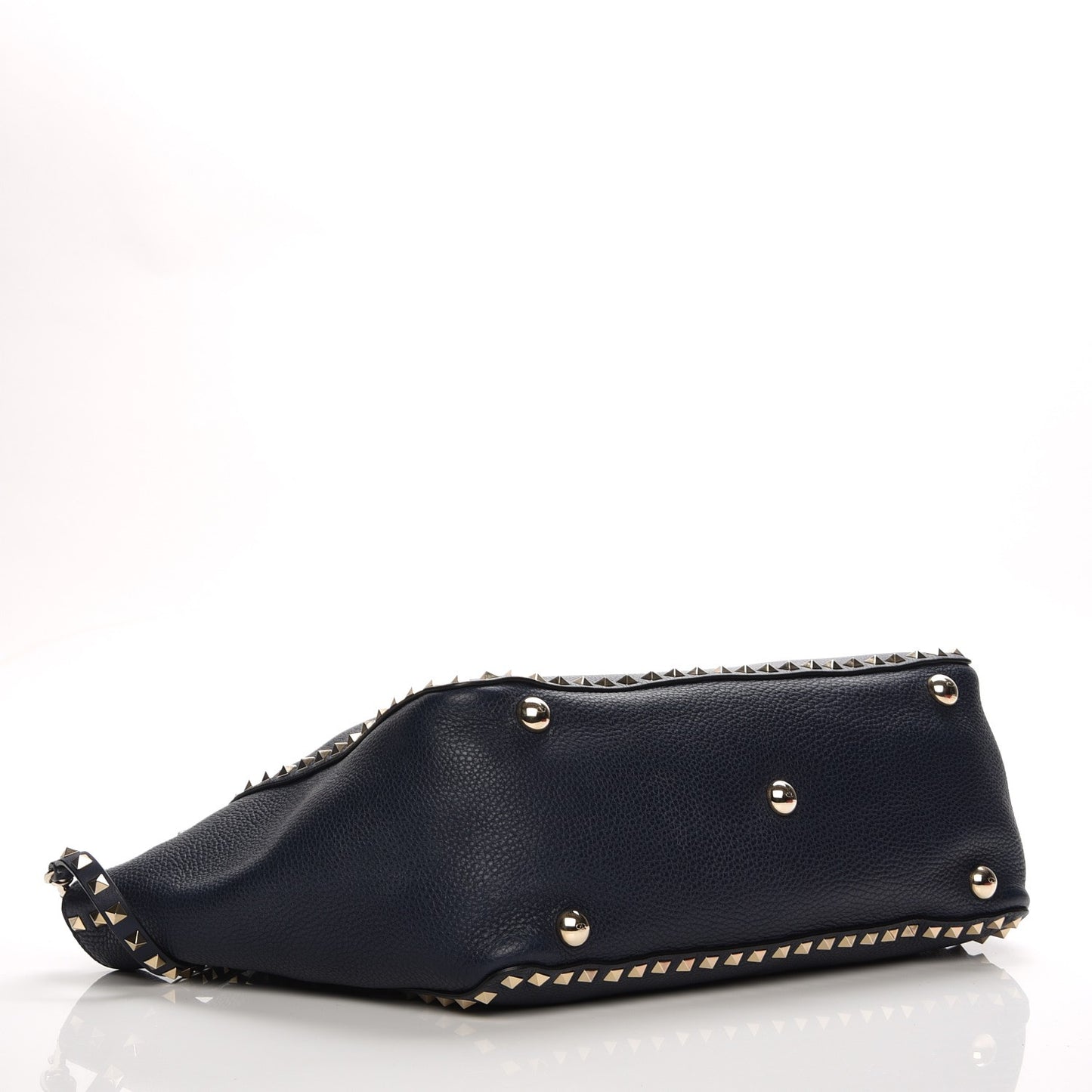 Pebbled Calfskin Medium Rockstud Tote Marine