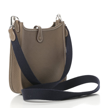 Hermes Taurillon Clemence Amazone Evelyne TPM Etoupe Bleu Indigo 3 of 11