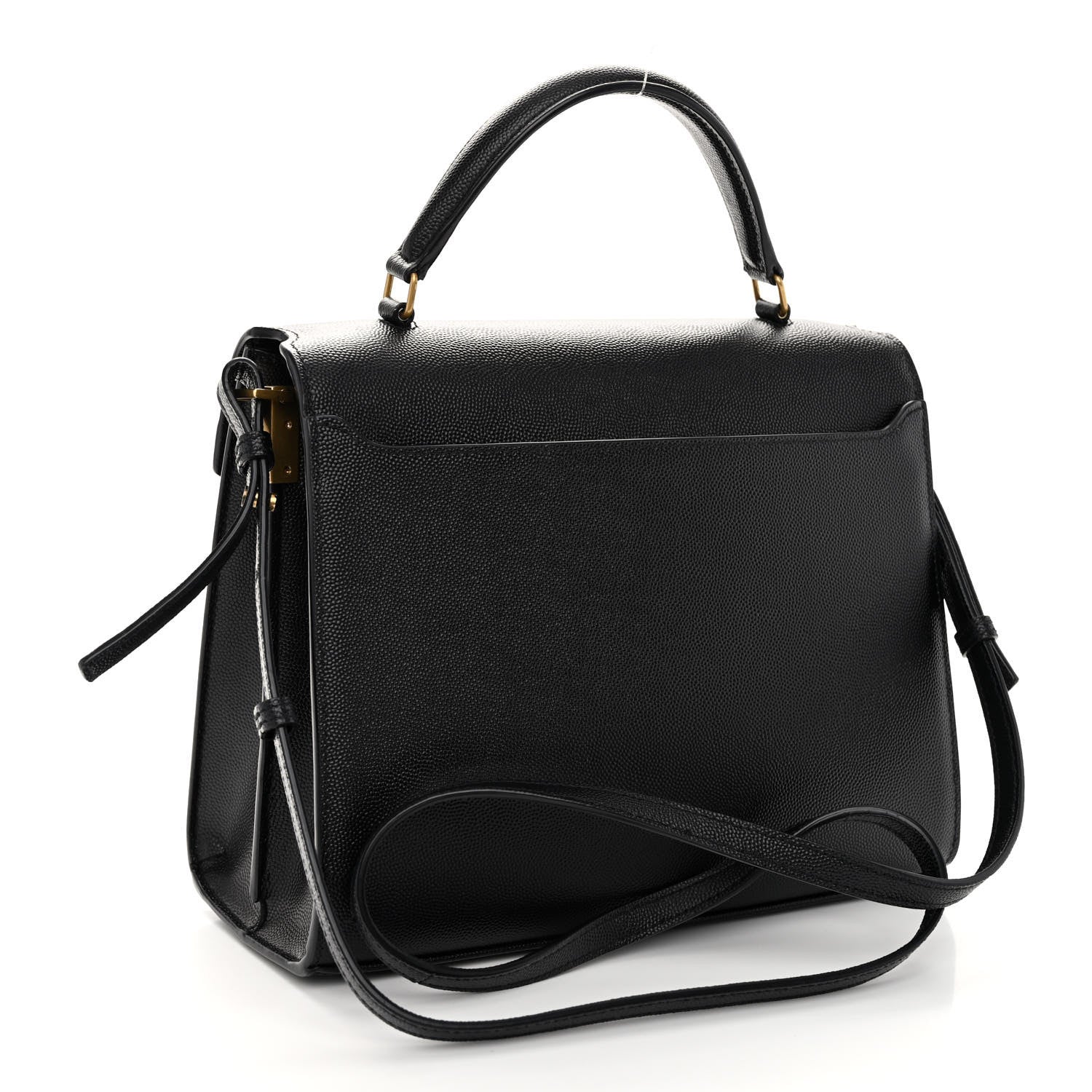 Saint Laurent Grain de Poudre Medium Classic Monogram Cassandra Top Handle Black Rouge Legion 3 of 9