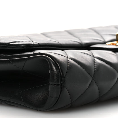 Chanel Lambskin Quilted Clutch with Chain Flap Black 9 of 11