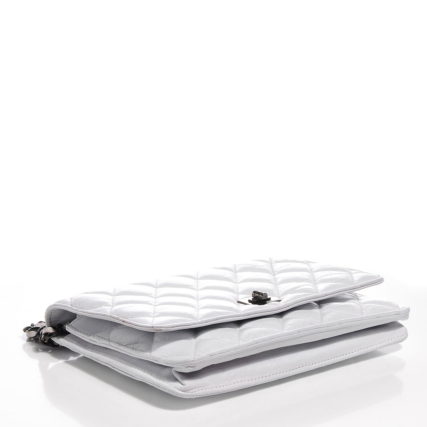 Aged Calfskin Quilted Reissue Wallet On Chain WOC White