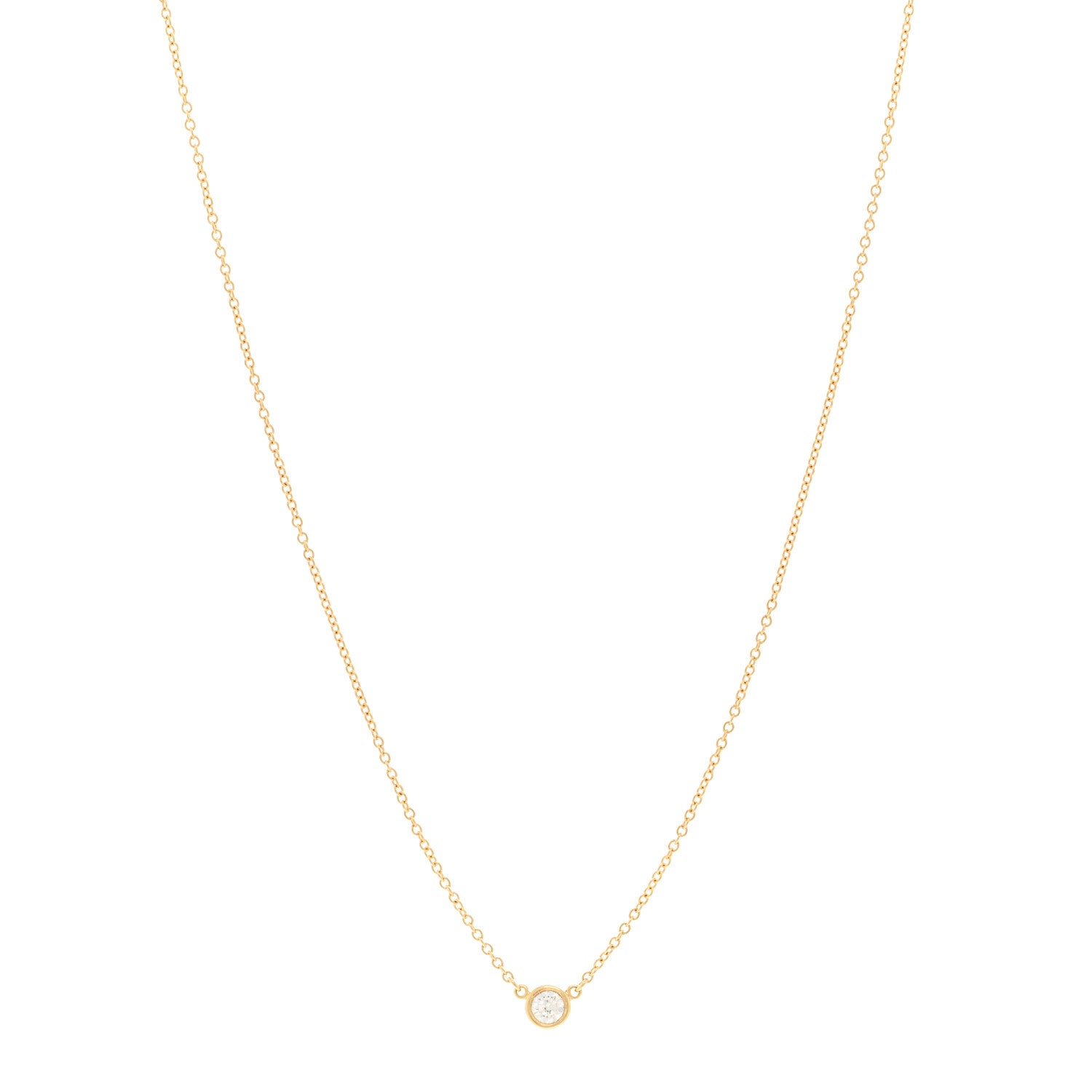 Tiffany 18K Yellow Gold Diamond .12ct Elsa Peretti Diamonds by the Yard Pendant Necklace 1 of 5