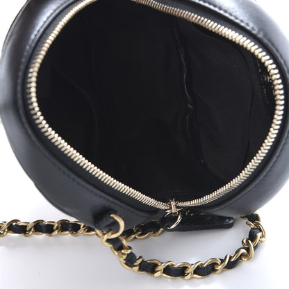 Chanel Lambskin Quilted Studded Round Clutch With Chain Black 4 of 9