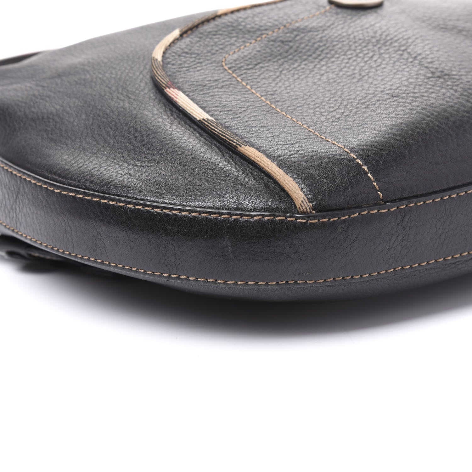 Burberry Calfskin Nova Check Trim Hobo Black 5 of 8