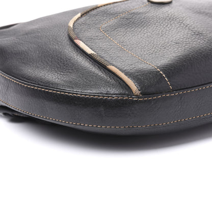 Burberry Calfskin Nova Check Trim Hobo Black 5 of 8