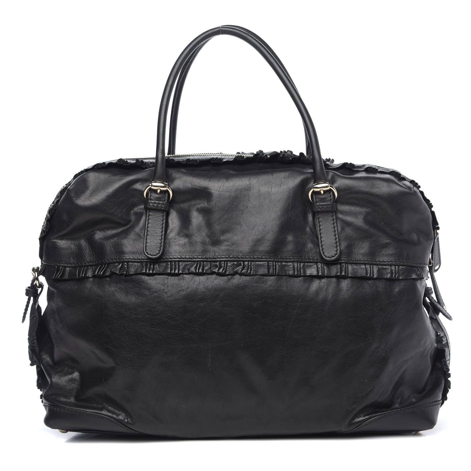 Gucci Calfskin Ruffle Medium Sabrina Boston Tote Black 1 of 11