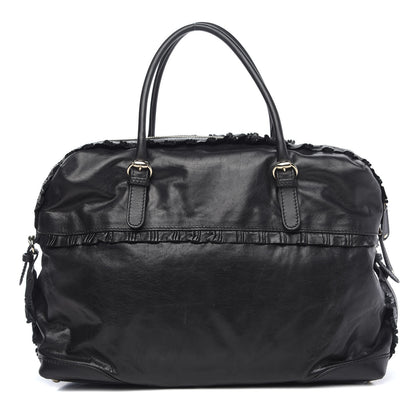 Gucci Calfskin Ruffle Medium Sabrina Boston Tote Black 1 of 11