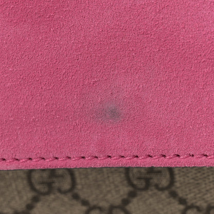 Gucci GG Supreme Monogram Suede Pierced Heart Embroidered Medium Dionysus Shoulder Bag Beige Ebony Pink Tropical Flower 13 of 16