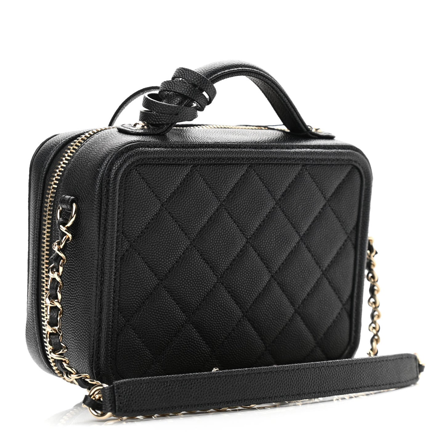 Caviar Quilted Small CC Filigree Vanity Case Black