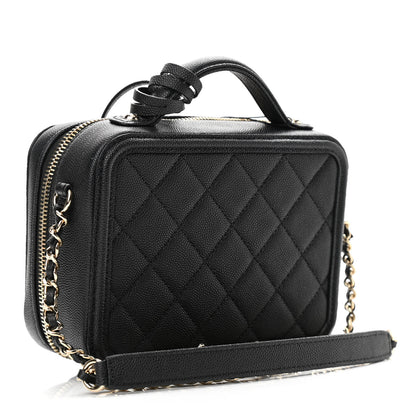 Chanel Caviar Quilted Small CC Filigree Vanity Case Black 3 of 11