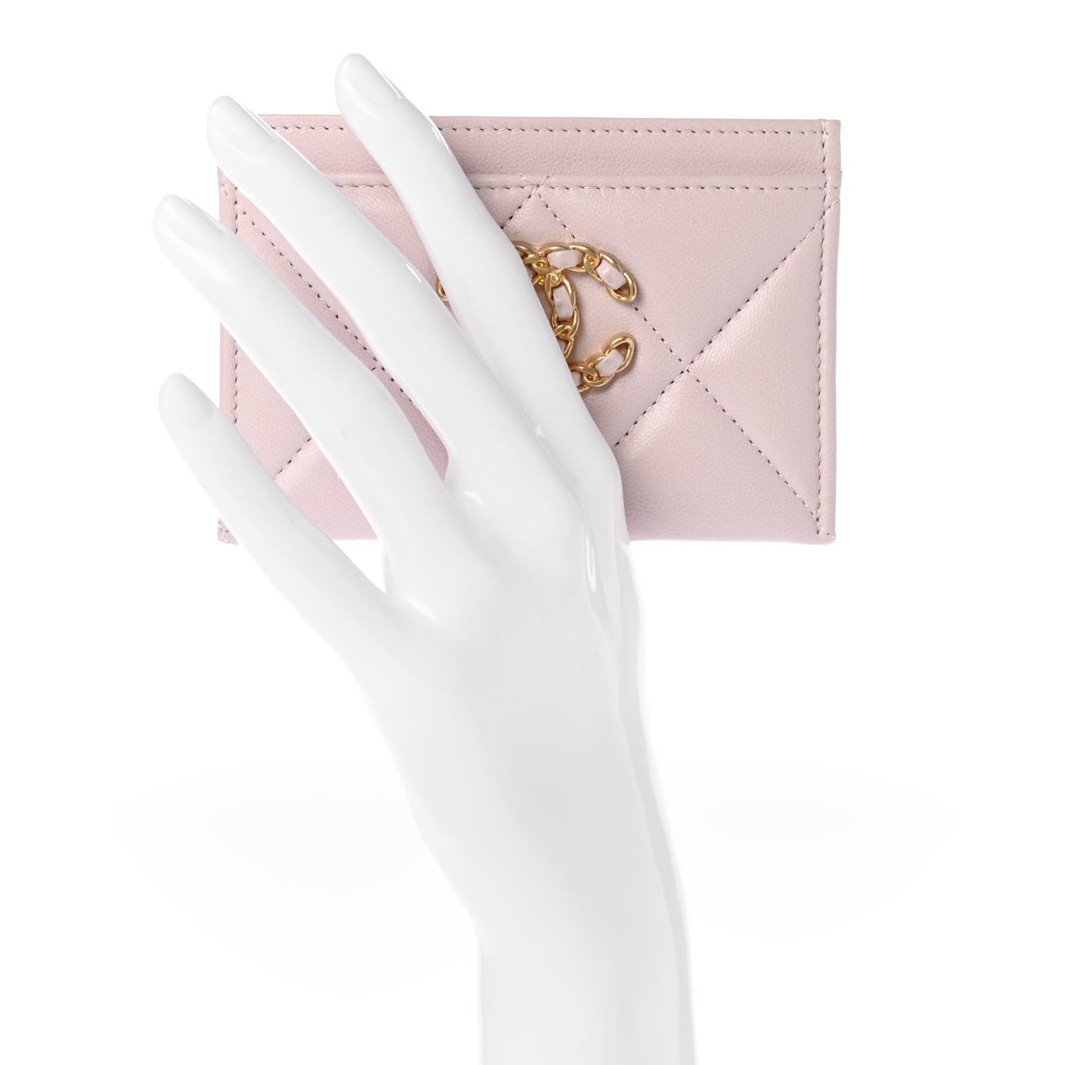 Chanel Lambskin Quilted Chanel 19 Card Holder Light Pink 2 of 9