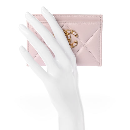 Chanel Lambskin Quilted Chanel 19 Card Holder Light Pink 2 of 9
