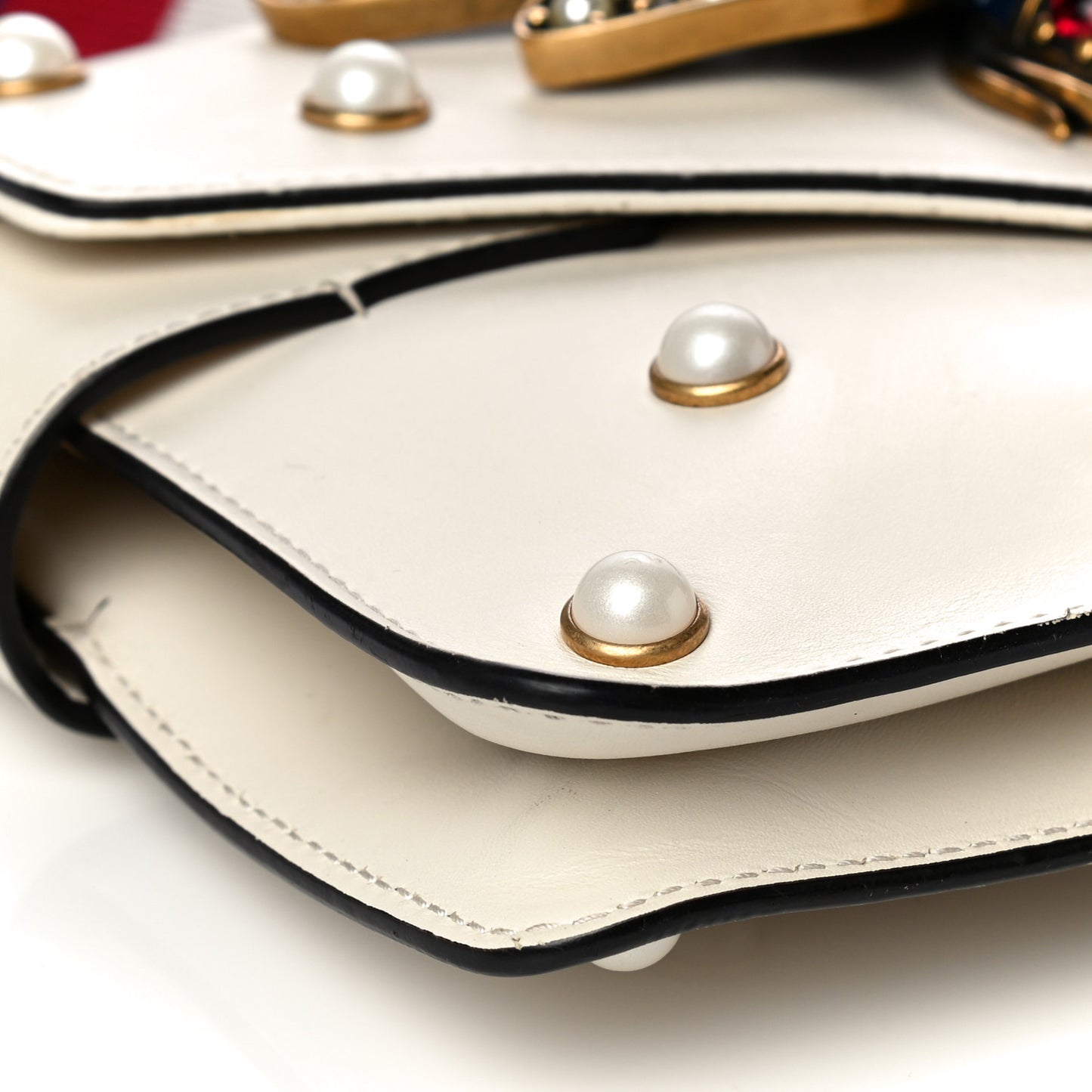 Nappa Pearl Studded Mini Queen Margaret Broadway Shoulder Bag Mystic White