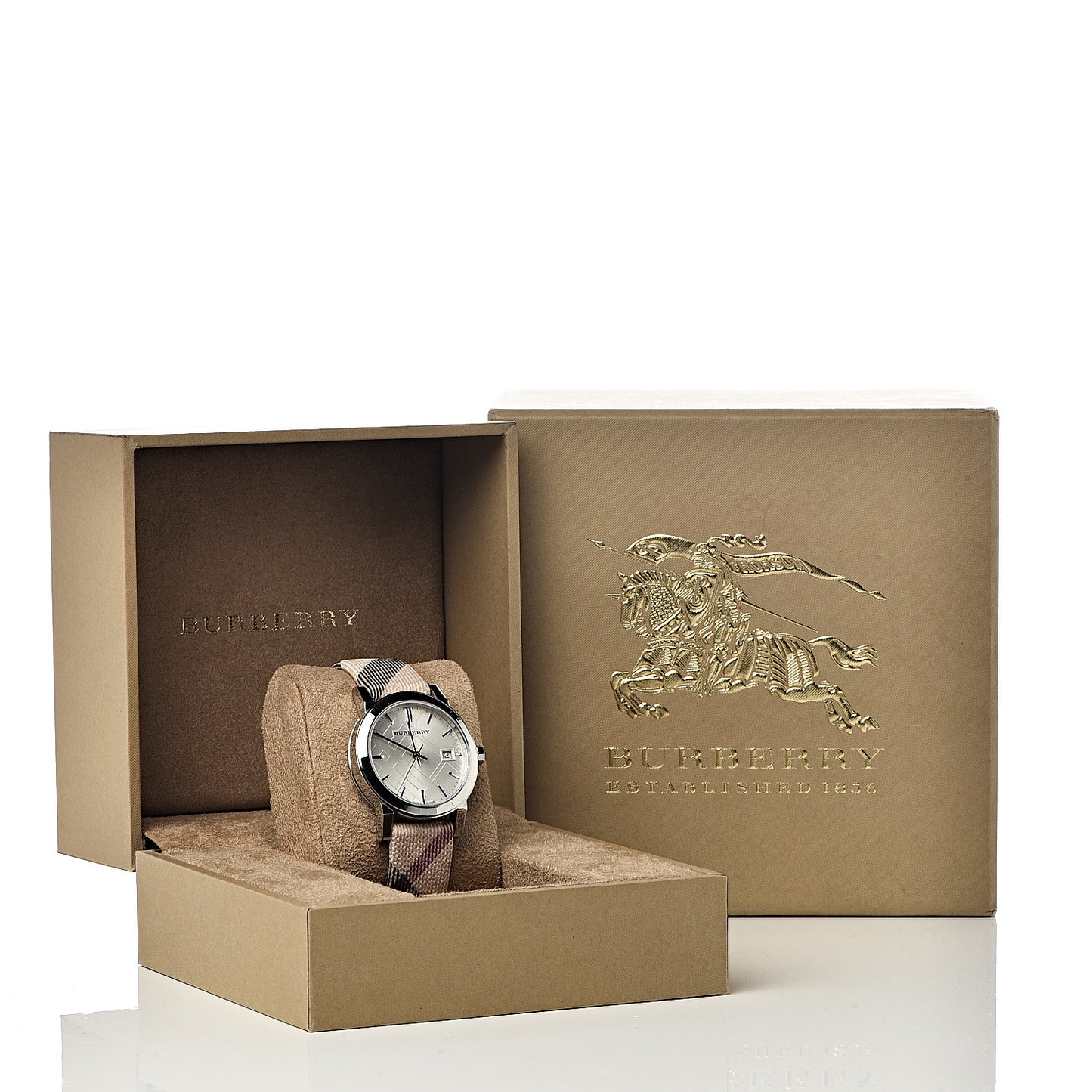 Stainless Steel Calfskin 34mm Heritage Nova Check Quartz Watch BU9113