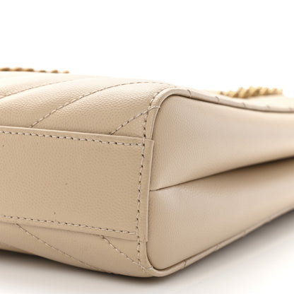 Saint Laurent Grain De Poudre Matelasse Chevron Small Tribeca Shopping Bag Beige 11 of 12