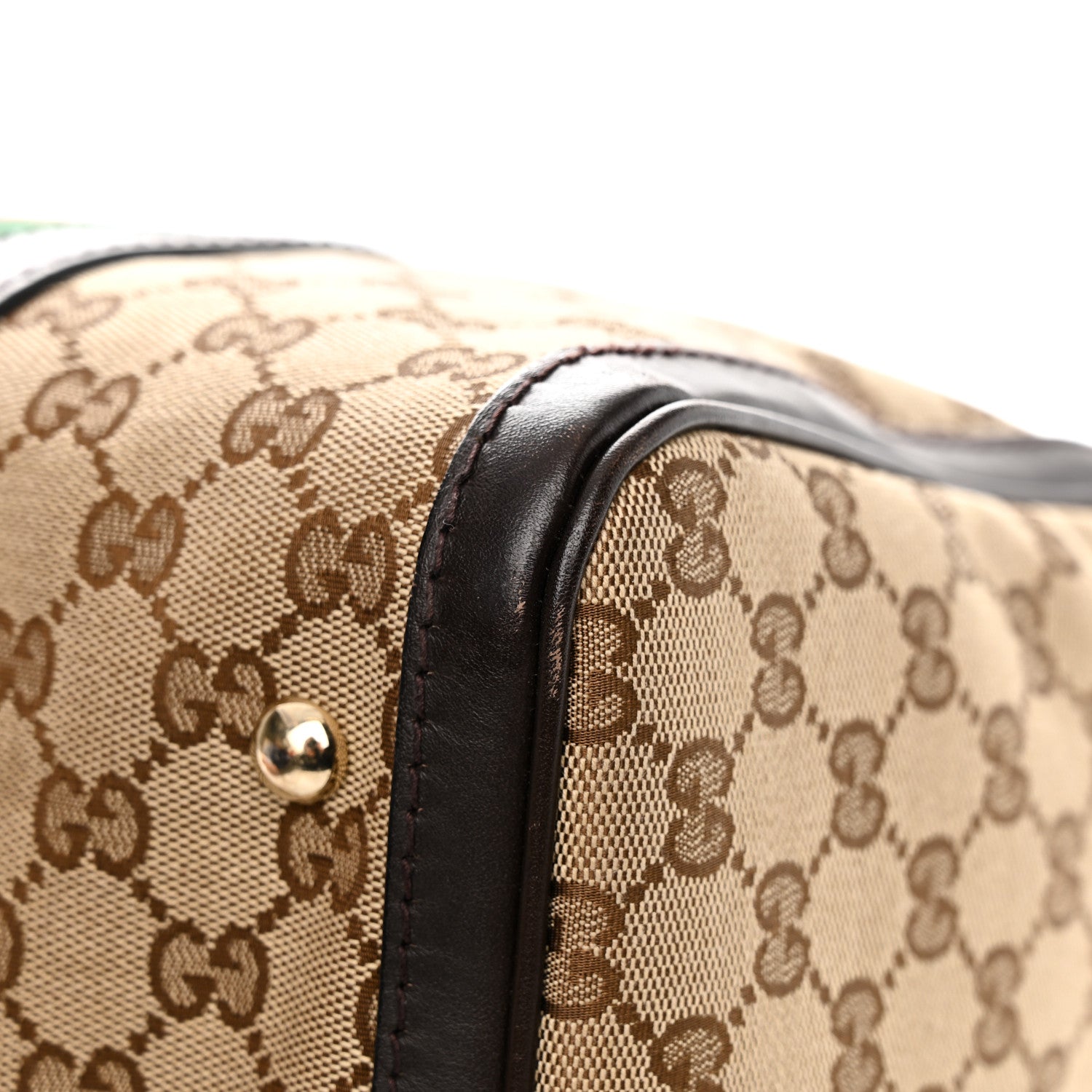 Gucci Monogram Selleria Calfskin Vintage Web Medium Boston Beige Ebony Cocoa 13 of 21