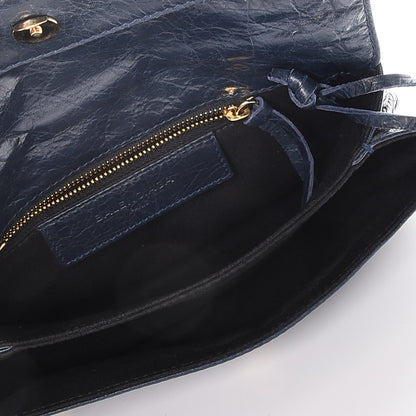 Balenciaga Agneau Classic Gold Hardware Mini Envelope Strap Clutch Bleu Obscur 5 of 7