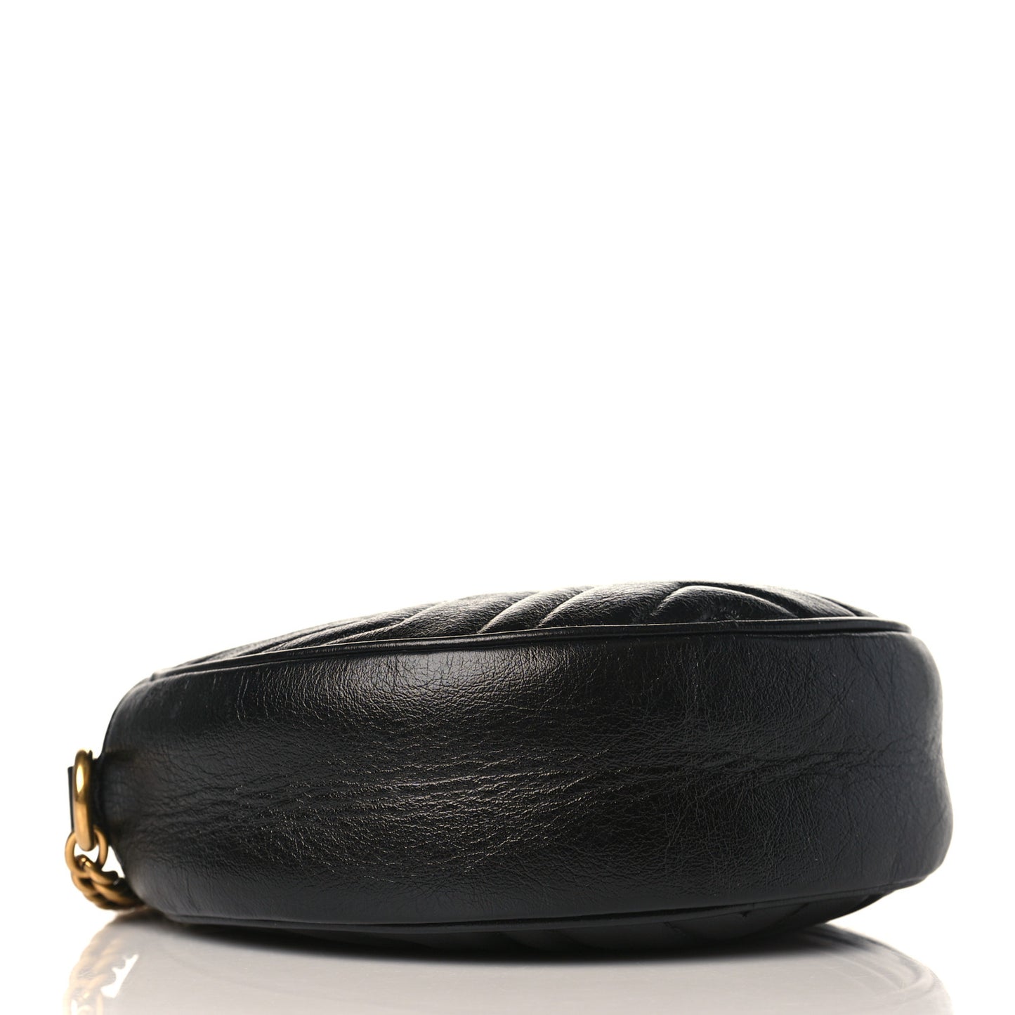 Azalea Calfskin Matelasse Heart Mini GG Marmont Round Shoulder Bag Black