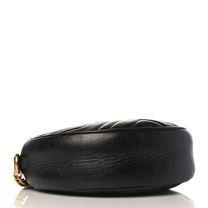 Gucci Azalea Calfskin Matelasse Heart Mini GG Marmont Round Shoulder Bag Black 4 of 10