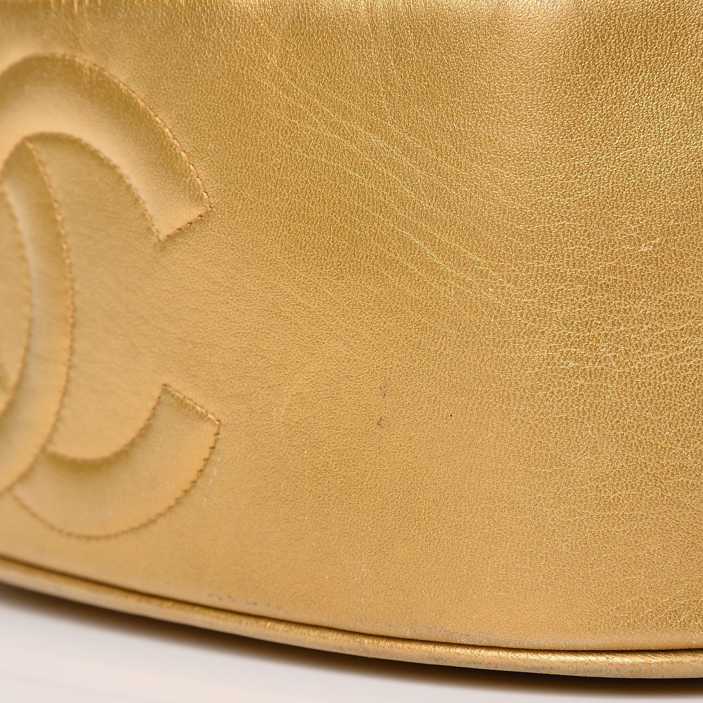Metallic Lambskin CC Drawstring Shoulder Bag Gold