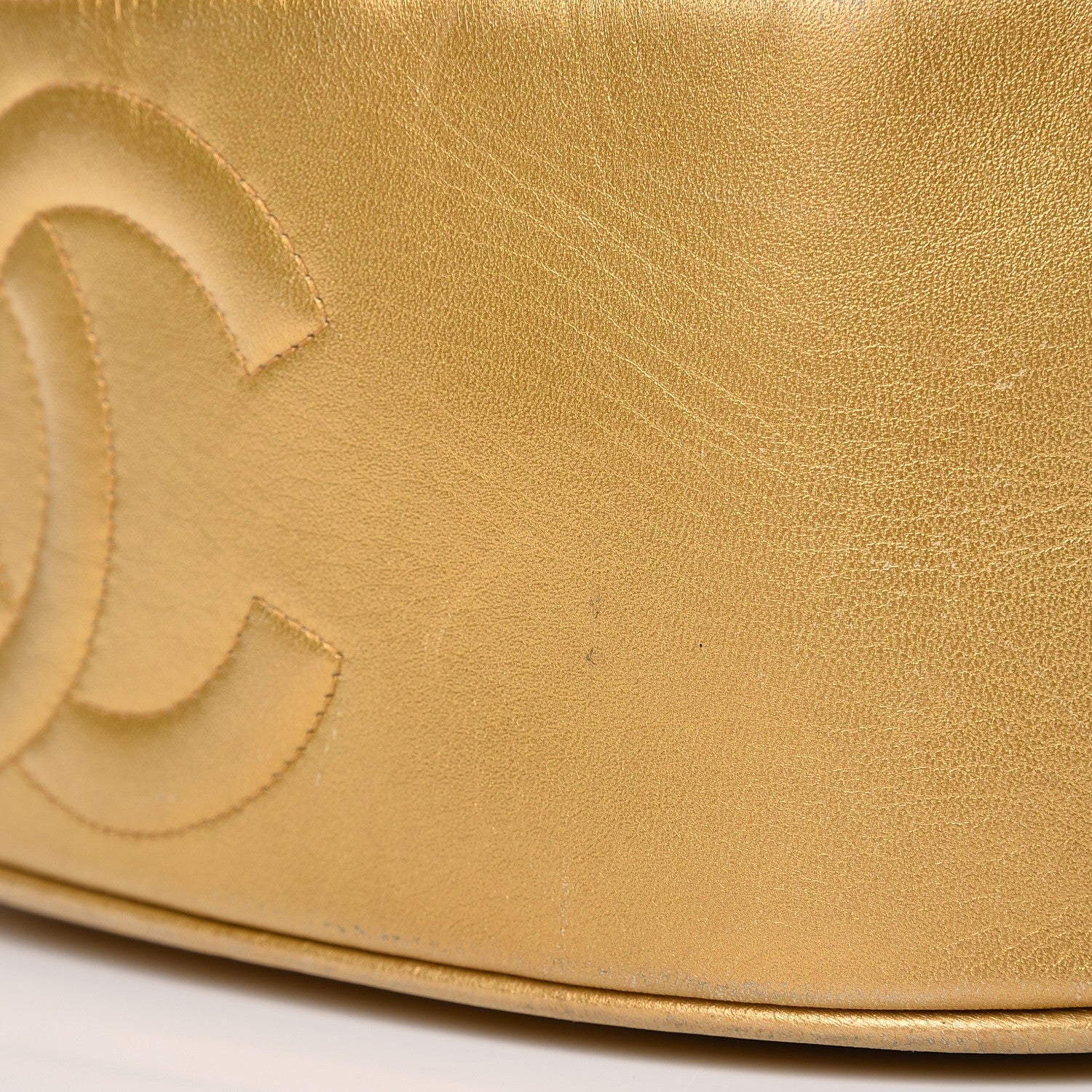 Chanel Metallic Lambskin CC Drawstring Shoulder Bag Gold 10 of 14