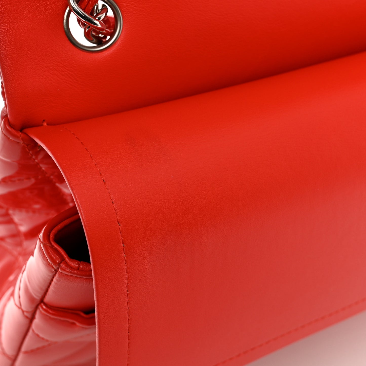 Patent Quilted Jumbo Double Flap Red