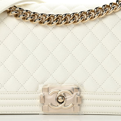 Chanel Caviar Quilted Medium Boy Flap White 7 of 9