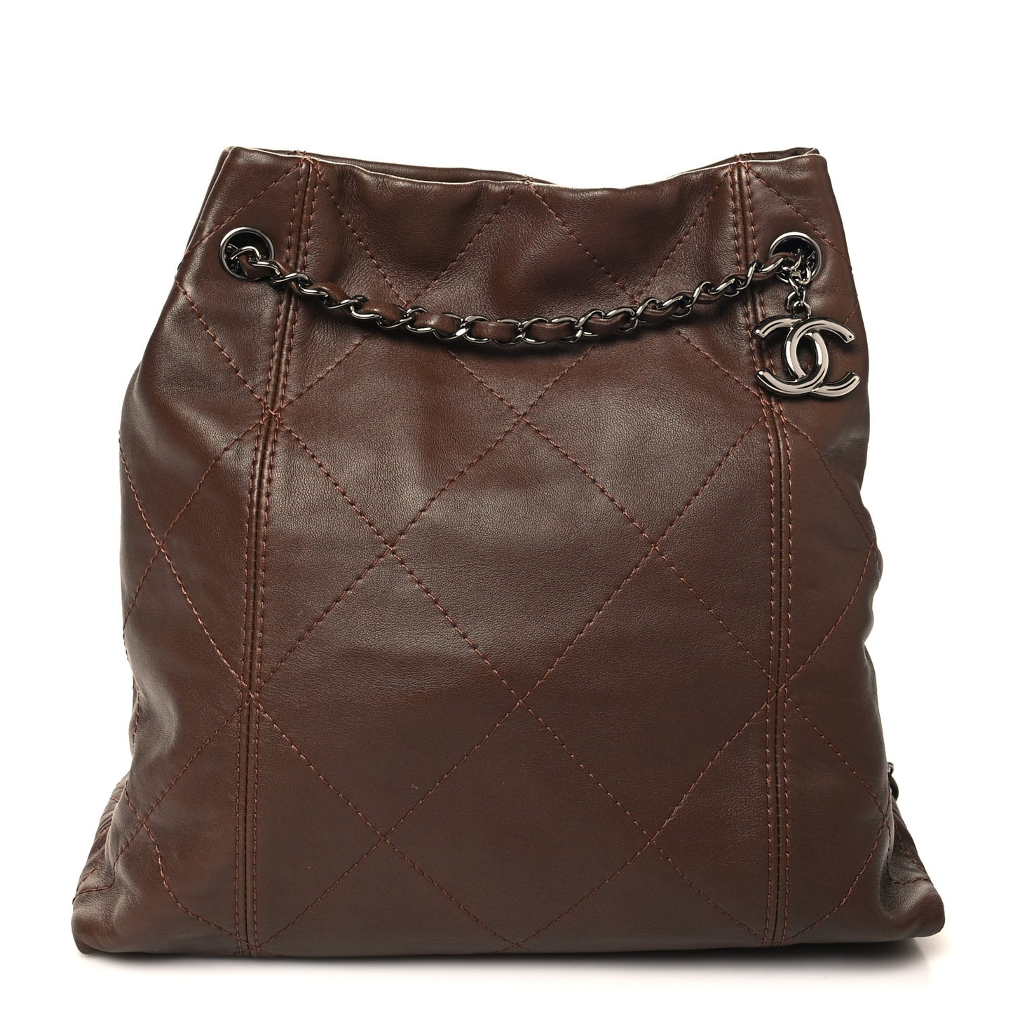 Lambskin Soft Touch Shoulder Bag Dark Brown