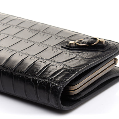 Balenciaga Crocodile Classic Hardware Papier Wand Clutch Black 11 of 12